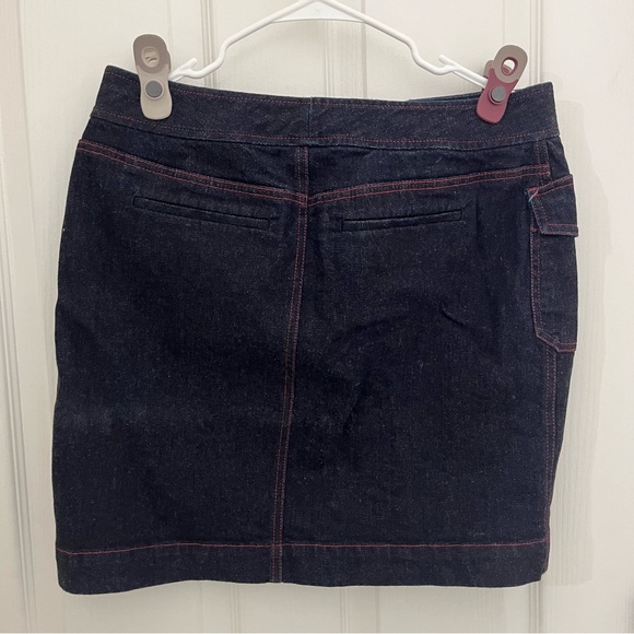 Ralph Lauren Jeans Co. dark denim mini skirt with buckle.  Size 10. - Picture 2 of 3